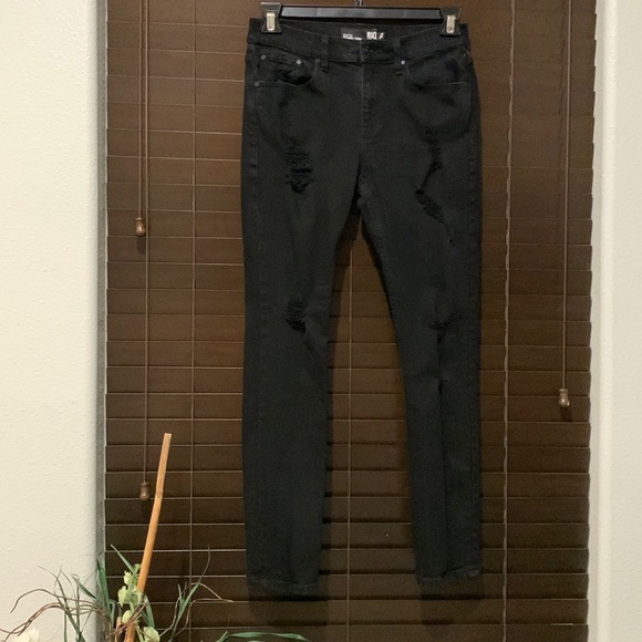 RSQ Skinny Taper Distressed Black Jeans - Picture 2 of 13